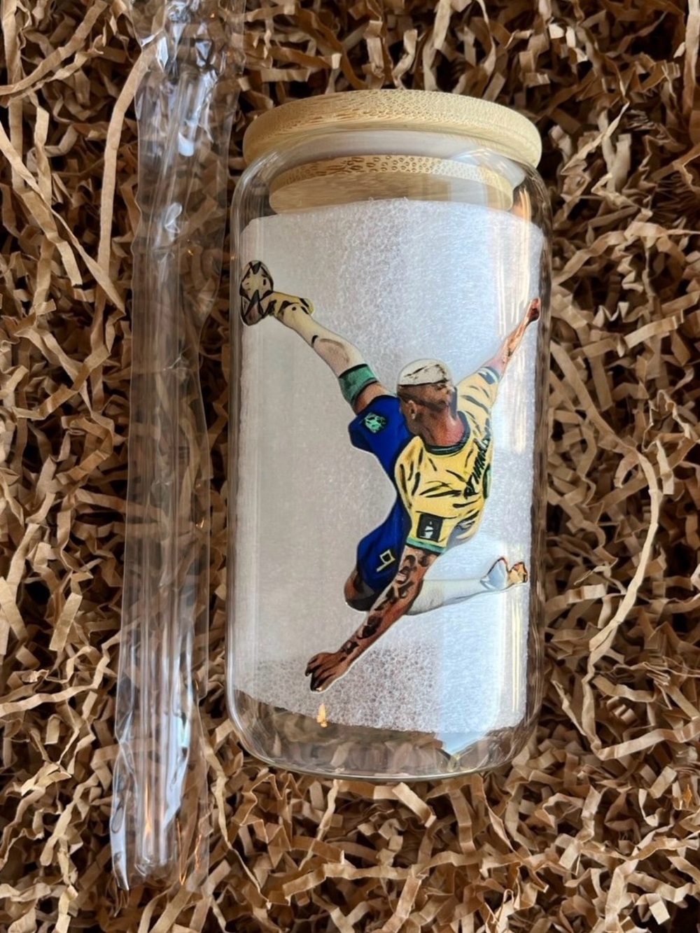 Richarlison Brazil Tottenham Hotspur Soccer Football 16oz Clear Glass Tumbler